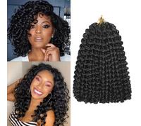 DXdixiu Jamaican Bounce Crochet Hair 8 Inch 16 Roots 5 Packs Short GoGo Curly Crochet Braids Jumpy Wand Curl Crochet Hair Extension For Black Women (1B#, 8inch)