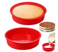 Dxdl 2pcs 8 Inch Silicone Cake Tins for Baking, 20cm Reusable Round Cake Baking Tray, Non-Stick Silicone Cake Moulds for Air Fryer, Multi-Function Cake Tins for Baking Layer Cakes, Sponges Cakes