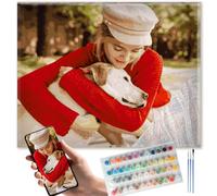 DXDOING Custom Paint by Numbers Kit for Adults, Personalised Canvas Paint by Numbers Make Your Own Photo, DIY Painting Kit for Couples, Family & Pet Lovers, Birthday & Anniversary (20x30cm)