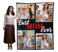 DXDOING Personalised Blanket with Photos & Text - Custom Photo Blanket Throw for Mum, A Sentimental Keepsake for Mum, Grandma, Birthday, Christmas