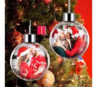 DXDOING Personalised Christmas Bauble, Baby's First Custom Picture Ball Transparent Plastic Xmas Decor Ornaments for Christmas Trees, Parties Wedding Birthday