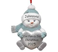 DXDOING Personalised Family Christmas Ornament 2025, Custom Snowman Decoration with Family Name or Child's Name & Year, 3D Resin Keepsake, Comes in a Gift Box