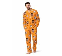 DXDOING Personalised Pyjama Set for Men Custom Face Photo Long Sleeve PJ Suit for Dad, Funny Dad Button Down Loungewear with Pockets, Custom Father's Grandfather Gifts