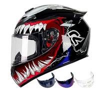 DXDRT Full Face Helmet ATV Helmet Adult Street Bike Helmet Lightweight Compatible Clear&Tinted Visors Motorcycle Helmet DOT/ECE Model Approved Racing Motocross Helmets ,Venom,XL