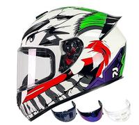 DXDRT Full Face Helmet ATV Helmet Adult Street Bike Helmet Lightweight Compatible Clear&Tinted Visors Motorcycle Helmet DOT/ECE Model Approved Racing Motocross Helmets ,Joker,M