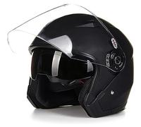 DXDRT Motorcycle Open Face Helmet, 3/4 Retro Motorbike Half Helmet with Sun Visor DOT/ECE Certified for Adult Men Women, Summer Scooter Light Moped Helmet ATV Street Helmet ,Matte Black,XL
