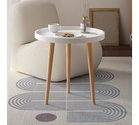 DXDRT Small Round Accent Table,Side Tables for Small Spaces with 3 Legs,Nightstand Modern End Table for Living Room Bedroom Office Small Spaces,White Pvc,19.6x17.3in