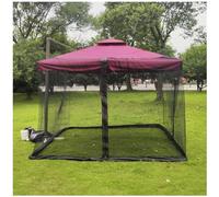 DXDRT Square Mosquito Net For 3x3M/10x10FT Roman Parasol Gazebo Canopy, Adjustable Outdoor Bug Netting Screen Mesh with Zipper Door and Fillable Base(Net Only),Black