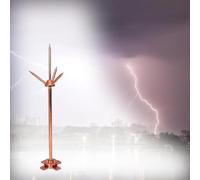 DXDXZDXLUF Lightning Rod, Copper Lightning Rod for, Brass Three-Pole Lightning Rod Clamp, Removable Lightning Protection Equipment, for House Roof, Bungalow