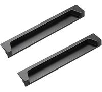 DXEAIN Embedded Door Handle,Recessed Pulls,Door Handles,Recessed Pulls Concealed Handles Pack of 2,Zinc Alloy,(Matte Black,192mm/7.5in)