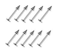 DXEHSEUY 10Pcs Silver Stainless Steel Labret Lip Ring Spike Stud Piercing Chip Bars