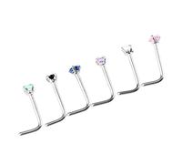 DXEHSEUY 6 Pieces Stainless Steel L Shaped Nose Stud Rings Bar Body Piercing 20g