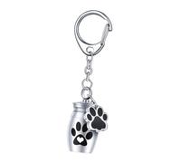 DXEHSEUY Aluminium Alloy Keychain Pet Urn Keep Precious Memories Pet Hair Storage Jar Argent Silver 2.5x1.6cm
