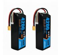 DXF 2Pack 4200mAh 14.8V 100C 4S LiPo Battery XT60, Graphene RC Battery for FPV Racing Drone Quadcopter Freestyle Helicopter Airplane Boat Speed Car Truck Buggy Truggy Racing 1/8 1/10 Scale