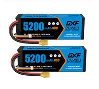 DXF 2Pack 5200mAh 11.1V 80C 3S LiPo Battery XT90, Premium Grade Hardcase High Discharge RC Battery Pack for Helicopter Airplane Boat Car Truck Buggy Crawler Drone FPV Racing 1/8 1/10 Scale