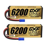 DXF 2Pack 6200mAh 14.8V 150C 4S LiPo Battery EC5 Plug, High Discharge Hardcase Rechargeable RC Battery for Car Truck Buggy Truggy Crawler Helicopter Boat Drone 1/8 1/10 Scale Models