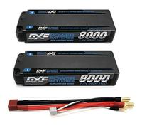 DXF 2S Lipo Battery 7.4V 8000mAh 110C Hard case Battery with 5.0mm Bullet to Deans T Plug for 1/8 and 1/10 Scale Vehicles Car Trucks Boats 2 Pack