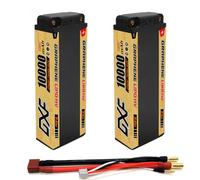 DXF 2S LiPo Battery 7.6V 10000mAh 150C HV High Voltage Hard Case RC Battery Pack with 5mm Bullet to Deans T Plug for 1/8 1/10 Scale RC Car Truck Buggy Short Course Racing Crawler - 2 Pack