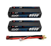 DXF 2S LiPo Battery 8000mAh 130C 7.6V Hard Case 2 Pack Deans T Plug RC Car Truck Buggy Truggy Monster Crawler Basher 1/10 1/8 Scale Racing Vehicles Rechargeable Hobby Grade