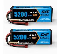 DXF 3S LiPo 11.1V 5200mAh 100C Hard Case RC Battery 2 Pack with T Deans Plug for 1/8 1/10 Scale Car Truck Buggy Boat Plane Helicopter Drone Racing Crawler Universal Compatible Rechargeable