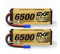 DXF 4S 14.8V 6500mAh 100C lipo battery - 4s lipo battery HardCase EC5 for 1/8 RC Buggy Truggy Car - 4s lipo Ideal for RC Car,1/10 Scale, Fits Emaxx, Bandit, Rustler, Losi, Axial & More 2Pack