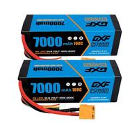 DXF 4S LiPo RC Battery 14.8V 100C 7000mAh Hard Case Battery with XT90 Plug for RC Car, RC Airplane, RC Helicopter, RC Hobby… (2 Packs)