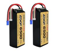 DXF 6500mAh 4S LiPo Battery 14.8V 100C EC5 Hard Case Graphene for 1/8 Scale RC Buggy Truggy Crawler Monster Truck Boat Helicopter Multi-Rotor FPV Racing Drone UAV Hobby Grade Pack of 2