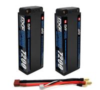 DXF 7200mAh 7.6V 2S LiPo Battery 140C Hard Case with Deans T Plug 5mm Bullet Connector for 1/8 1/10 RC Cars Trucks Buggies Boats High Voltage HV Battery Pack 2 Pack Fits Most Standard RC Vehicles