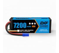 DXF High-Capacity 7200 mAh 3S 11.1V 80C Hard Case Lipo Battery with EC5 Connector -3s lipo Compatible with RC Cars, Planes, Helicopters, Boats, and Trucks