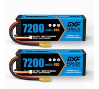 DXF RC Battery 2PCS 7200mAh 3S 11.1V 80C HardCase Lipo Battery with XT90 Connector for RC Car Aeroplane Helicopter Boat Buggy Truck