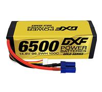 DXF Ultimate 4S 14.8V 6500mAh 100C LiPo Battery with Hard Case EC5 Connector - 4s lipo Perfect for RC 1/8 Buggy Truggy Car - 1Pack - High Performance 4s lipo battery for RC Enthusiasts