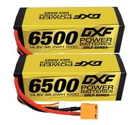 DXF Ultimate 4S 14.8V 6500mAh 100C LiPo Battery with Hard Case XT90 Connector - 4s lipo Perfect for RC 1/8 Buggy Truggy Car - 2Pack - High Performance 4s lipo battery for RC Enthusiasts