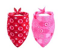 DXGSHSA Valentine's Day Dog Bandanas 2 Pack, Red Pink Heart Dog Scarf, Pet Holiday Triangle Bibs Dog Bandana Set for Medium Large Dogs(red and Pink)