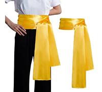 Dxhycc Satin Pirate Sash Medieval Renaissance Large Sash Halloween Costume Waist Sash Belt, Golden Yellow