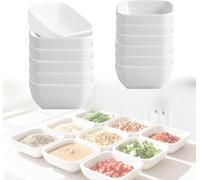 DXIA 12PCS Sauce Mini Bowl, Glass Ramekins, Thick Flavor Dish, Ingredient Tray, Square Dipping Bowl, Small Bowls for Dips, Snack Bowls, Spice Dish, Suitable for Soy Sauce, Snacks, Barbecue Parties