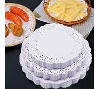 DXIA 300 White Round Lace Paper Doilies, Assorted Sizes 4.5 Inch, 6.5 Inch, 8.5 Inch, for Wedding Party Birthday Decoration