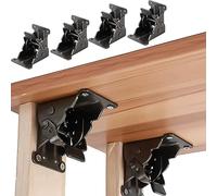 DXIA 4 Pack Folding Lock Extension Table Bed Leg Feet Support, Shelf Bracket, Self-Locking Hinge Table Leg Fittings and Gussets, for Folding Workbench Desktop Expansion