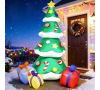 DXIA 7FT Inflatable Christmas Tree with 3 Gift Boxes, Light up Artificial Christmas tree, Built in Air Compressor, Inflatable Christmas Decorations Outdoor for Yard, Garden, Lawn, Square (1)