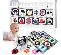 DXIA Black and White Sensory Toys, Double-Sided Newborn Sensory Toys, Black and White High Contrast Baby Toys, Baby Sensory Toys Newborn, Fun Interactive Early Educational Toys for 0-6 Months Baby