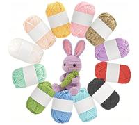 DXIA Crochet Knitting Yarn, Knitting Yarn Set, Baby Wool Double Knitting Soft, Multicoloured Yarn, Crochet Yarn Coloured Acrylic Set for Hat, Shoes, Scarves, Knitwear Making (12)