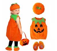 DXIA Halloween Pumpkin Baby Costume, Cute Toddler Pumpkin Costume, Pumpkin Costume Set with Hat, clothes, Shoes and Pumpkin Handbag, Orange Halloween Pumpkin Costume, Size L 50cm in Length