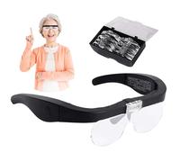 DXIA Head Mount Magnifier, Lighted Magnifying Headband Glass Loupe Visor with 2 LED Light,Adjustable 4 Lens Loupe, for Close Work, Jewelry Work, Watch Repair, Arts & Crafts, Reading Aid