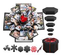 DXIA Surprise Box, Creative DIY Surprise Explosion Box, Gift Box with 6 Faces, 6 Layers, Scrapbooking Photo Album Gift Box Birthday Wedding Valentine's Day