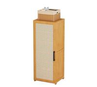 DXIAov Vertical Shoe Rack Storage Organizer, Freestanding Bamboo Shoe Cabinet with Door, Tall Narrow Shoe Rack for Entryway Hallway Closet Bedroom, 33cm Depth