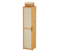 Vertical Shoe Rack Storage Organizer, Freestanding Bamboo Shoe Cabinet with Door, Tall Narrow Shoe Rack for Entryway Hallway Closet Bedroom, 33cm Depth