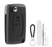 DXiongW 2 Buttons Car Key Fob Case Replacement Compatible with Peugeot 207 307 308 407 408 607 and Citroen C2 C3 C4 C5 C6 C8 Xsara Remote Flip Key Shell Case with Pin Removal Tool CE0523 VA2