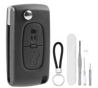DXiongW 2 Buttons Car Key Fob Case Replacement Compatible with Peugeot 207 307 308 407 408 607 and Citroen C2 C3 C4 C5 C6 C8 Xsara Remote Control Folding Key Shell Case with Groove CE0523 HU83