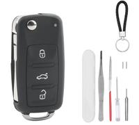 DXiongW 3 Buttons Car Key Fob Case Compatible with VW Golf MK6 Transporter Touareg Tiguan Polo Passat Beetle Caddy Jetta Sharan Skoda Octavia Remote Flip Key Shell Replacement with Pin Removal Tool