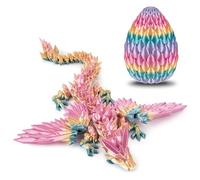 Dxldfks 3D Printed Dragon with Egg, Articulated Crystal 9" Winged Dragons and 5.5" Eggs for Easter Basket Stuffers Home Office Decoration Gift, Multicolor