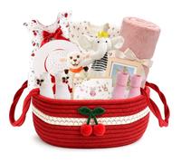 DXLing 11-Piece Baby Birth Gift Set | with Cover Newborn Doudou Elephant Bib Rattle Dress Hat Socks Frame Photo Basket Baby Gift